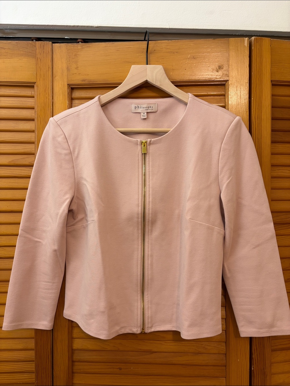 Philosophy Cream Blush Pink Zip-Front jacket /blazer